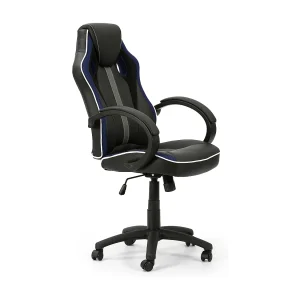 In hoogte verstelbare en verstelbare kantoorstoel Formula, zwart/blauw. In hoogte verstelbare en verstelbare kantoorstoel Formula, zwart/blauw.