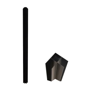 Hoekpaal voor werkplaatsraam van gepoedercoat aluminium 130 cm zwart BAYVIEW