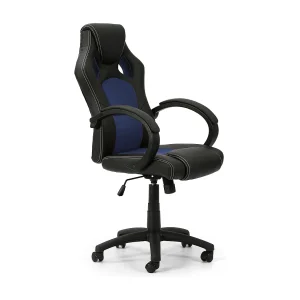 Kantoorstoel met verstelbare en kantelbare Hamilton, zwart/blauw. Kantoorstoel met verstelbare en kantelbare Hamilton, zwart/blauw.