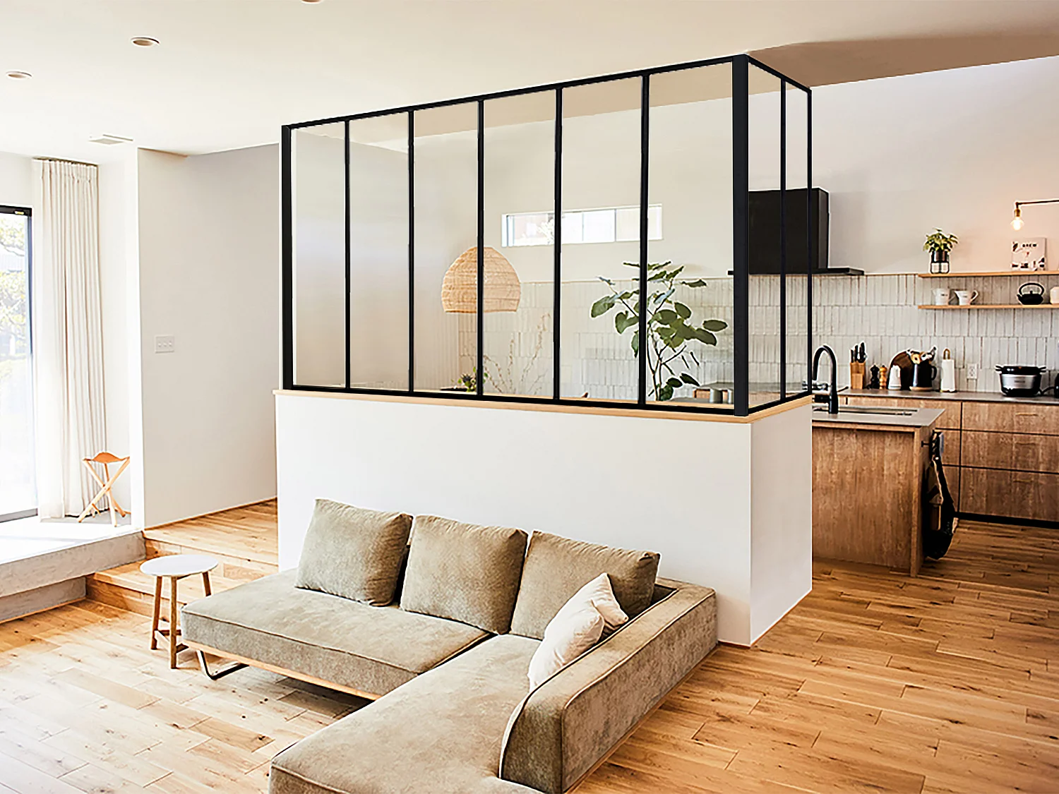Hoekraam werkplaats van gepoedercoat aluminium L180 x B60 x H130 cm Zwart BAYVIEW