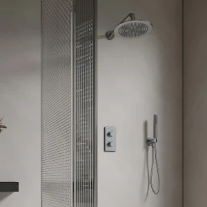Inbouw douche met thermostatische mengkraan – Nikkel geborsteld – TIMAVO – Koop nu online