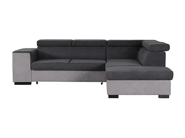 Hoekslaapbank ARMSTRONG 5 zitplaatsen met opbergruimte - Licht- en donkergrijs stof - L 271 x D 220 x H 77 cm