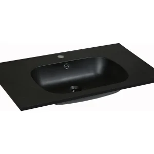 Inbouwwastafel in hars met steenlook – Zwart – L80 x B46 cm – OKIWA – Koop nu online Inbouwwastafel in hars met steenlook – Zwart – L80 x B46 cm – OKIWA – Koop nu online