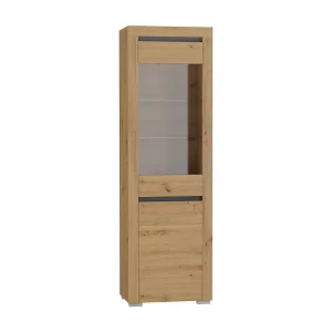 Kasla hout en antraciet 2-deurs LED vitrinekast Kasla hout en antraciet 2-deurs LED vitrinekast