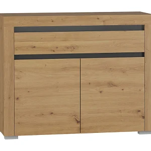 Dressoir 2 deuren 1 lade LED inclusief Kasla Hout en Antraciet Dressoir 2 deuren 1 lade LED inclusief Kasla Hout en Antraciet