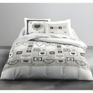 Katoenen beddengoedset 240 x 260 cm – Eden White print Katoenen beddengoedset 240 x 260 cm – Eden White print