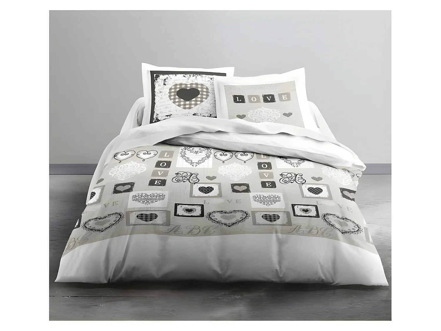 Katoenen beddengoedset 240 x 260 cm - Eden White print