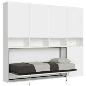 Horizontaal Kando eenpersoons opklapbed met matras samenstelling C eiken wit Horizontaal Kando eenpersoons opklapbed met matras samenstelling C eiken wit