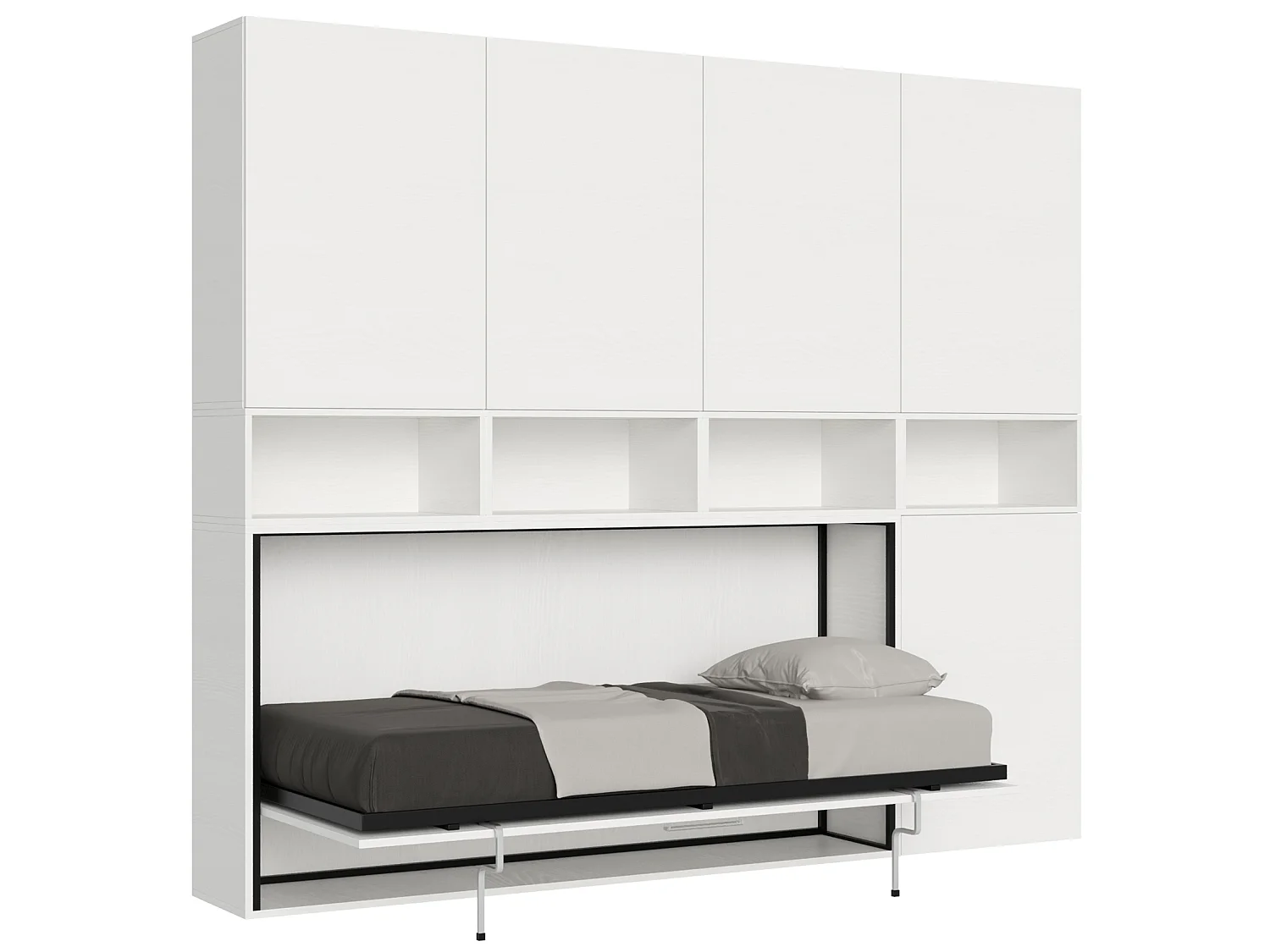 Horizontaal Kando eenpersoons opklapbed met matras samenstelling C eiken wit