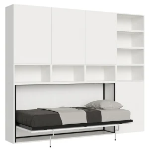 Horizontaal Kando eenpersoons opklapbed met matras samenstelling E eiken wit Horizontaal Kando eenpersoons opklapbed met matras samenstelling E eiken wit