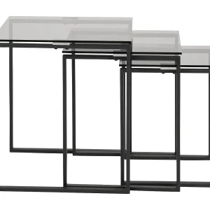Kamma salontafel bijzettafels set met 3 stk grijs. Kamma salontafel bijzettafels set met 3 stk grijs.