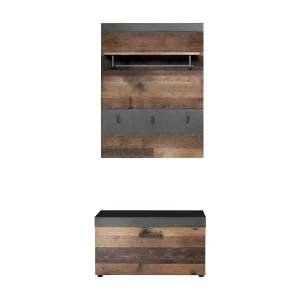 Irwin garderobe opstelling E, grijs Matera decor, Old Wood decor. Irwin garderobe opstelling E, grijs Matera decor, Old Wood decor.