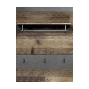 Irwin kapstok 1 plank, 1 kledingstang en 3 haken, grijs Matera decor, Old Wood decor. Irwin kapstok 1 plank, 1 kledingstang en 3 haken, grijs Matera decor, Old Wood decor.