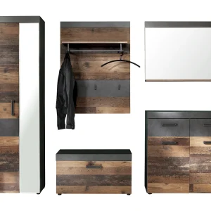 Irwin garderobe opstelling A, grijs Matera decor, Old Wood decor. Irwin garderobe opstelling A, grijs Matera decor, Old Wood decor.