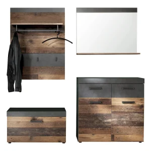 Irwin garderobe opstelling D, grijs Matera decor, Old Wood decor. Irwin garderobe opstelling D, grijs Matera decor, Old Wood decor.