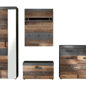 Irwin garderobe opstelling G, grijs Matera decor, Old Wood decor. Irwin garderobe opstelling G, grijs Matera decor, Old Wood decor.