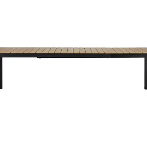 Joan tuintafel 205-275 x 100 cm, met verlenging incl. 1 blad, zwart en teak decor.