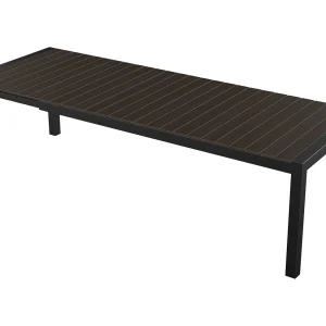 Joan tuintafel 205-275 x 100 cm, met verlenging incl. 1 blad, zwart en bruin.