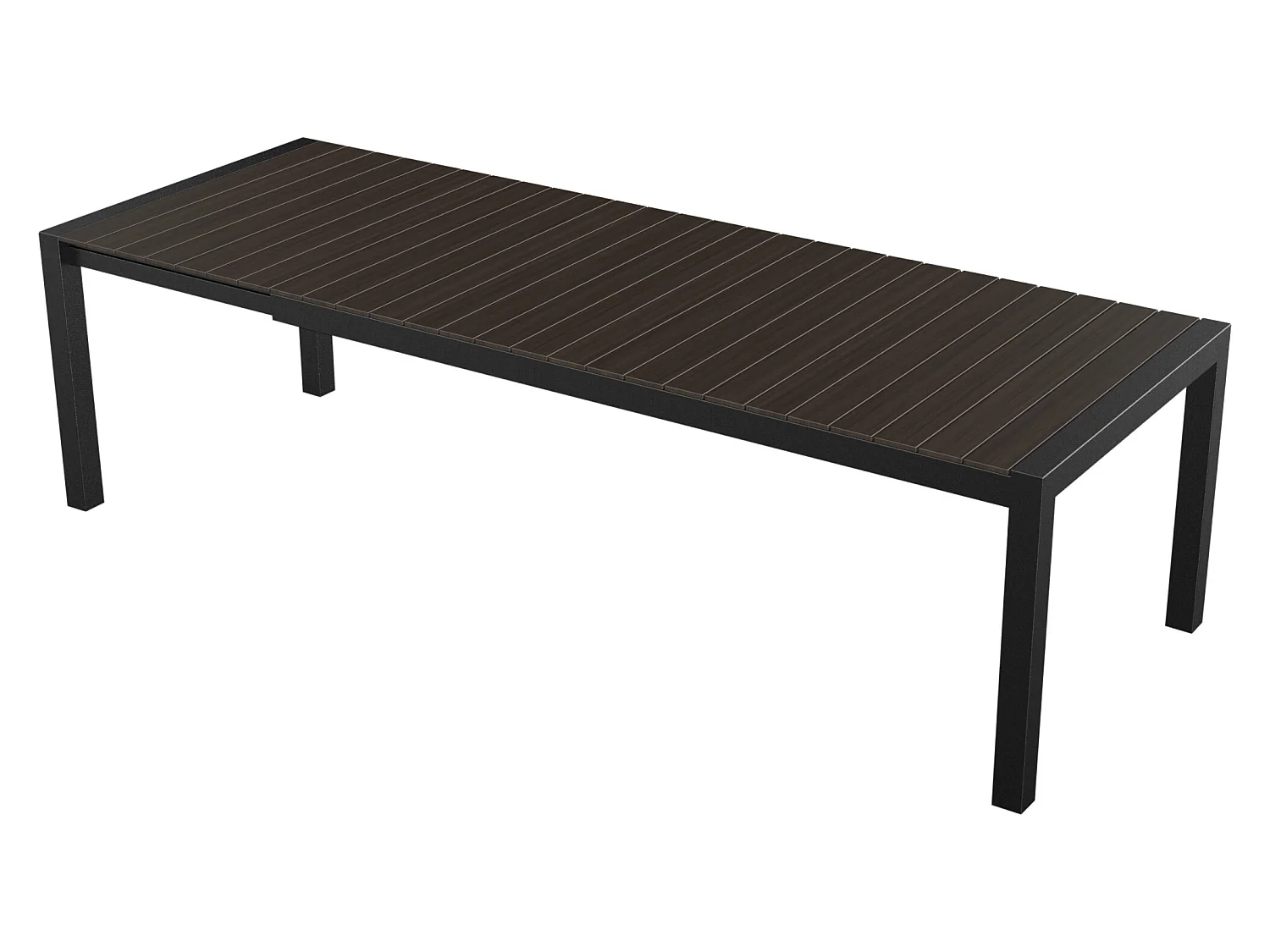 Joan tuintafel 205-275 x 100 cm, met verlenging incl. 1 blad, zwart en bruin.