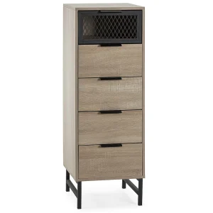 Hoge ladekast Hera 4 laden 1 deur houtkleur