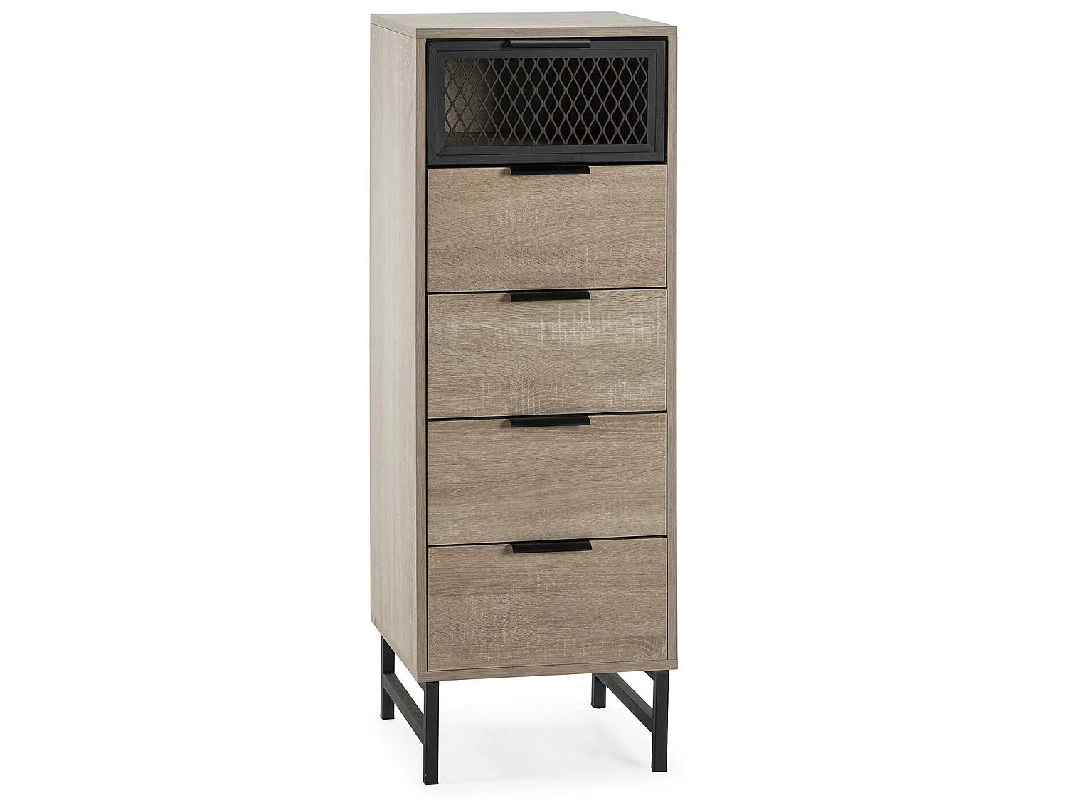 Hoge ladekast Hera 4 laden 1 deur houtkleur