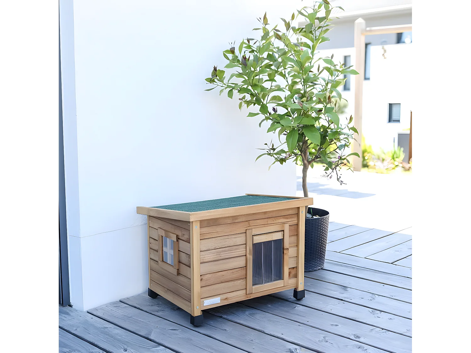 Kattenhuis Rustica 57x45x43 cm bruin en groen