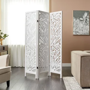 Roomdivider met 3 panelen MELAGO Wit 122 cm 170 cm Roomdivider met 3 panelen MELAGO Wit 122 cm 170 cm