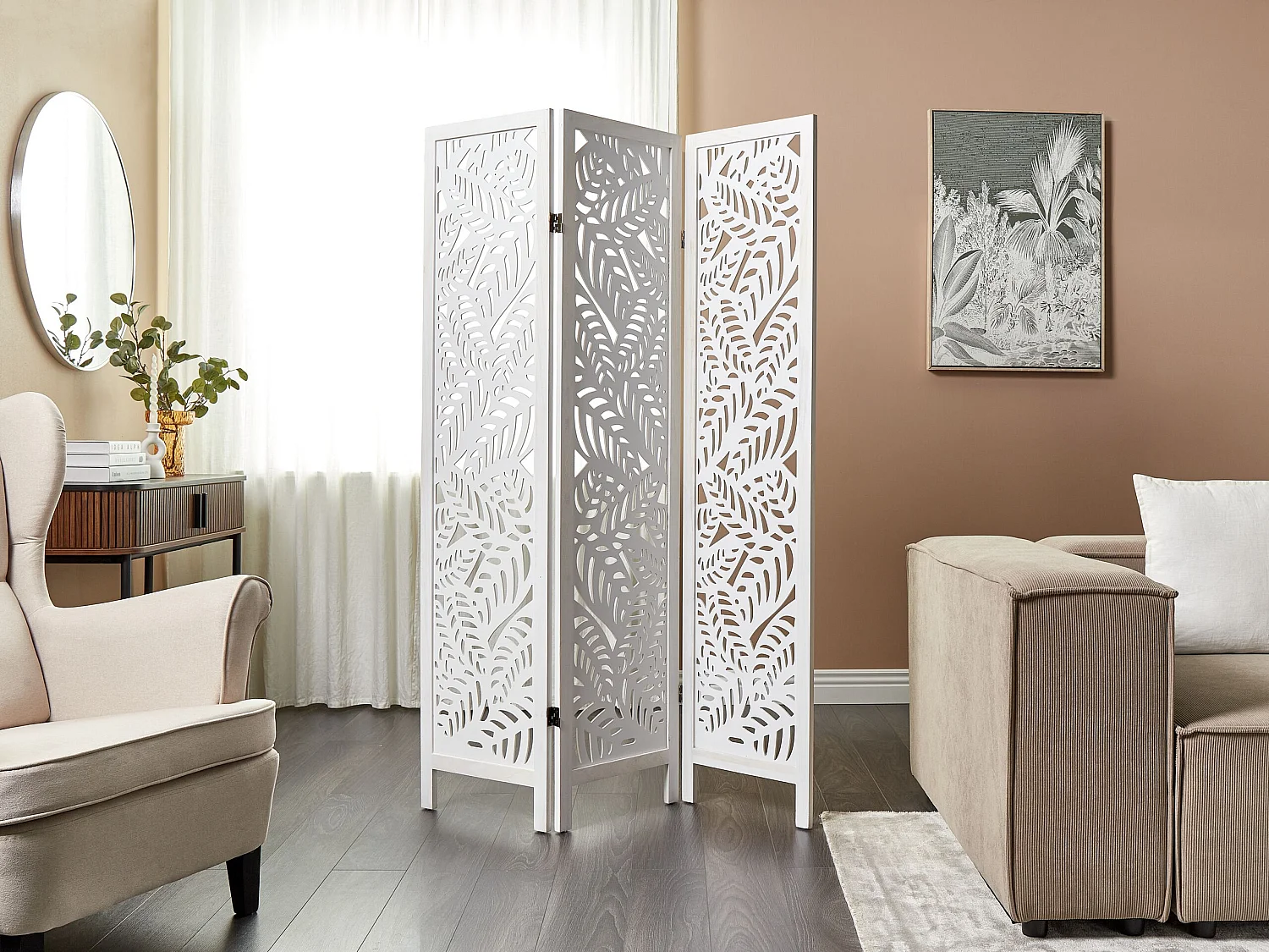 Roomdivider met 3 panelen MELAGO Wit 122 cm 170 cm