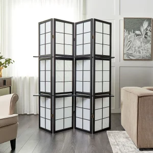 Roomdivider met 4 panelen GOMAGOI Zwart 120 cm 170 cm Roomdivider met 4 panelen GOMAGOI Zwart 120 cm 170 cm