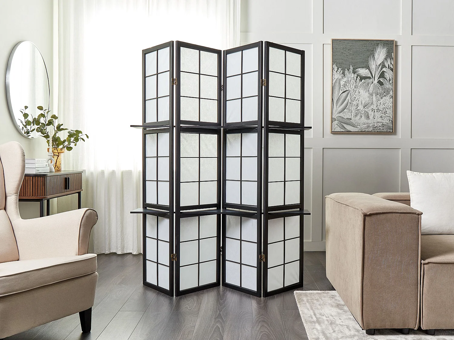 Roomdivider met 4 panelen GOMAGOI Zwart 120 cm 170 cm