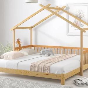 Kajuitonderschuifbed – 90 x 200 cm – massief hout – lattenbodem – natuurlijke kleur Kajuitonderschuifbed – 90 x 200 cm – massief hout – lattenbodem – natuurlijke kleur