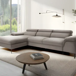 Slaapbank met hoek links in taupe fluweel design SEPINA van Pascal Morabito