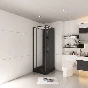Douchecabine met omkeerbare hoek, met douchebak, L90 x B90 x H213/232 cm, DAMILU