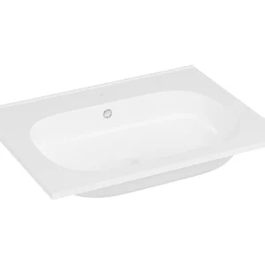 Inbouwwastafel van hars met steeneffect, wit, L60 x B46 cm, OKIWA Inbouwwastafel van hars met steeneffect, wit, L60 x B46 cm, OKIWA