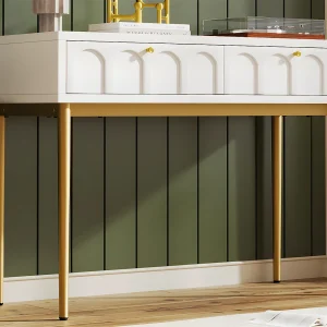 Kaptafel met 2 laden – in spaanplaat – Wit