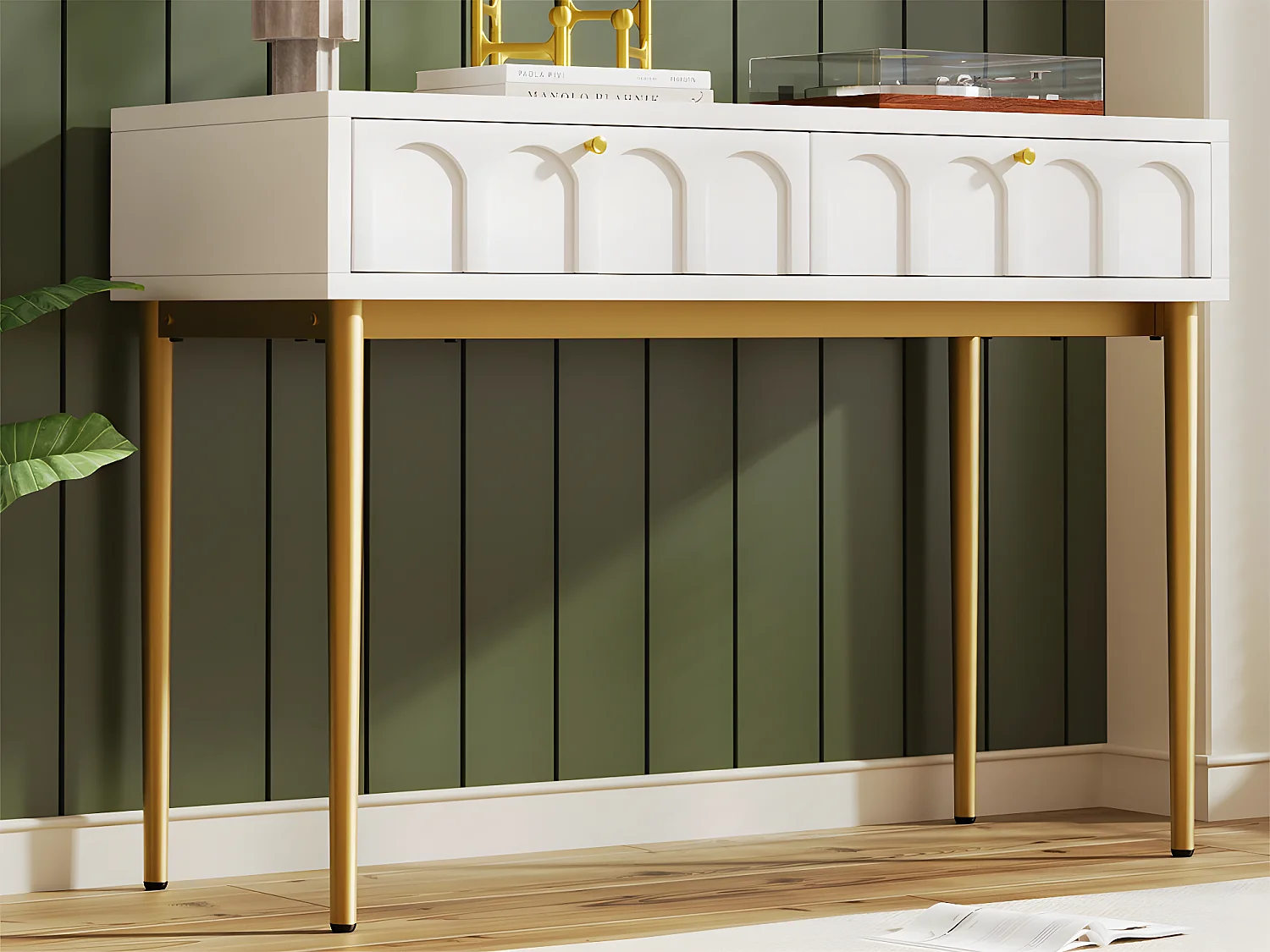 Kaptafel met 2 laden - in spaanplaat - Wit
