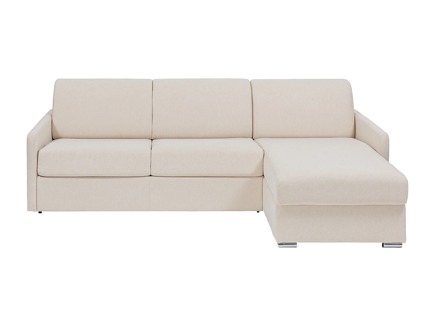Snel om te bouwen slaapbank met hoek in beige stof - Bed van 140 cm met latten van 18 cm dik - CALIFE