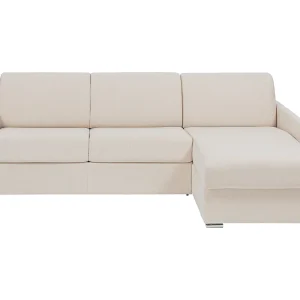 Snel om te bouwen slaapbank met hoek in beige stof – Bed van 160 cm met latten van 18 cm dik – CALIFE