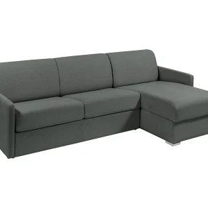 Snel om te bouwen slaapbank met hoek in grijze stof – Bed van 160 cm – Matras 14 cm – CALIFE
