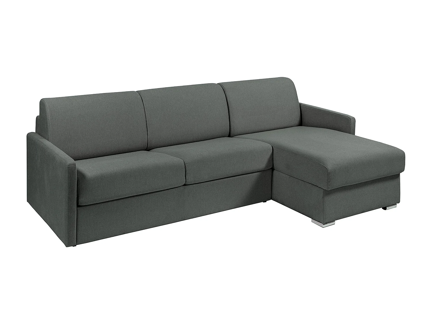 Snel om te bouwen slaapbank met hoek in grijze stof - Bed van 160 cm - Matras 14 cm - CALIFE