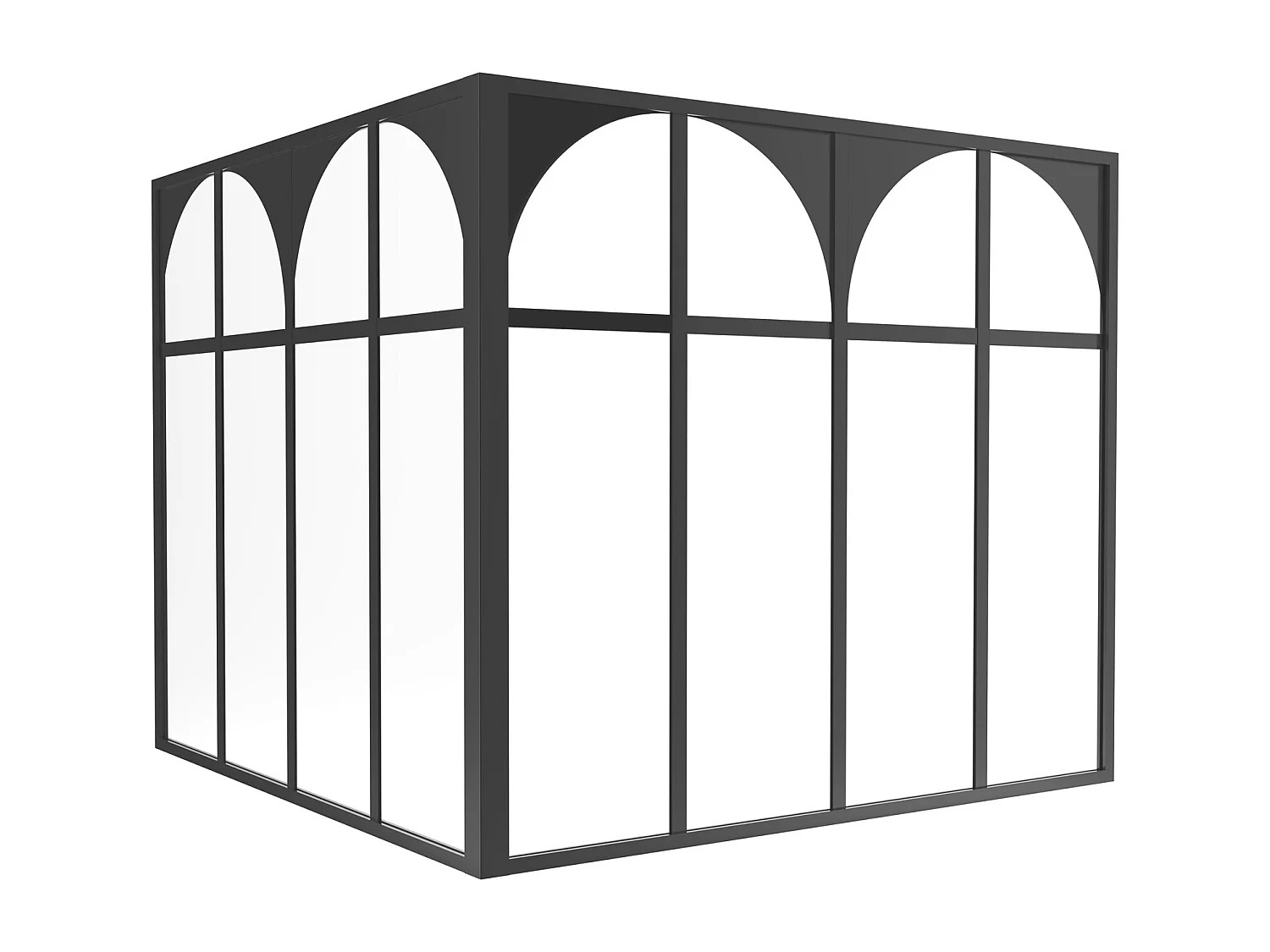 Hoekraam werkplaats van gepoedercoat aluminium L120 x B120 x H105 cm (B x H) -Zwart - ARCADEA