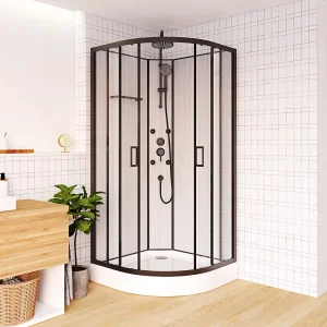 Zwarte hoekdouchecabine met massagefunctie, L80 x B80 x H225 cm, ZALIFA Zwarte hoekdouchecabine met massagefunctie, L80 x B80 x H225 cm, ZALIFA