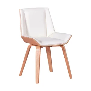 Houten stoelen van licht esdoorn met kussen van kunstleer – Nordic S – Wit Houten stoelen van licht esdoorn met kussen van kunstleer – Nordic S – Wit