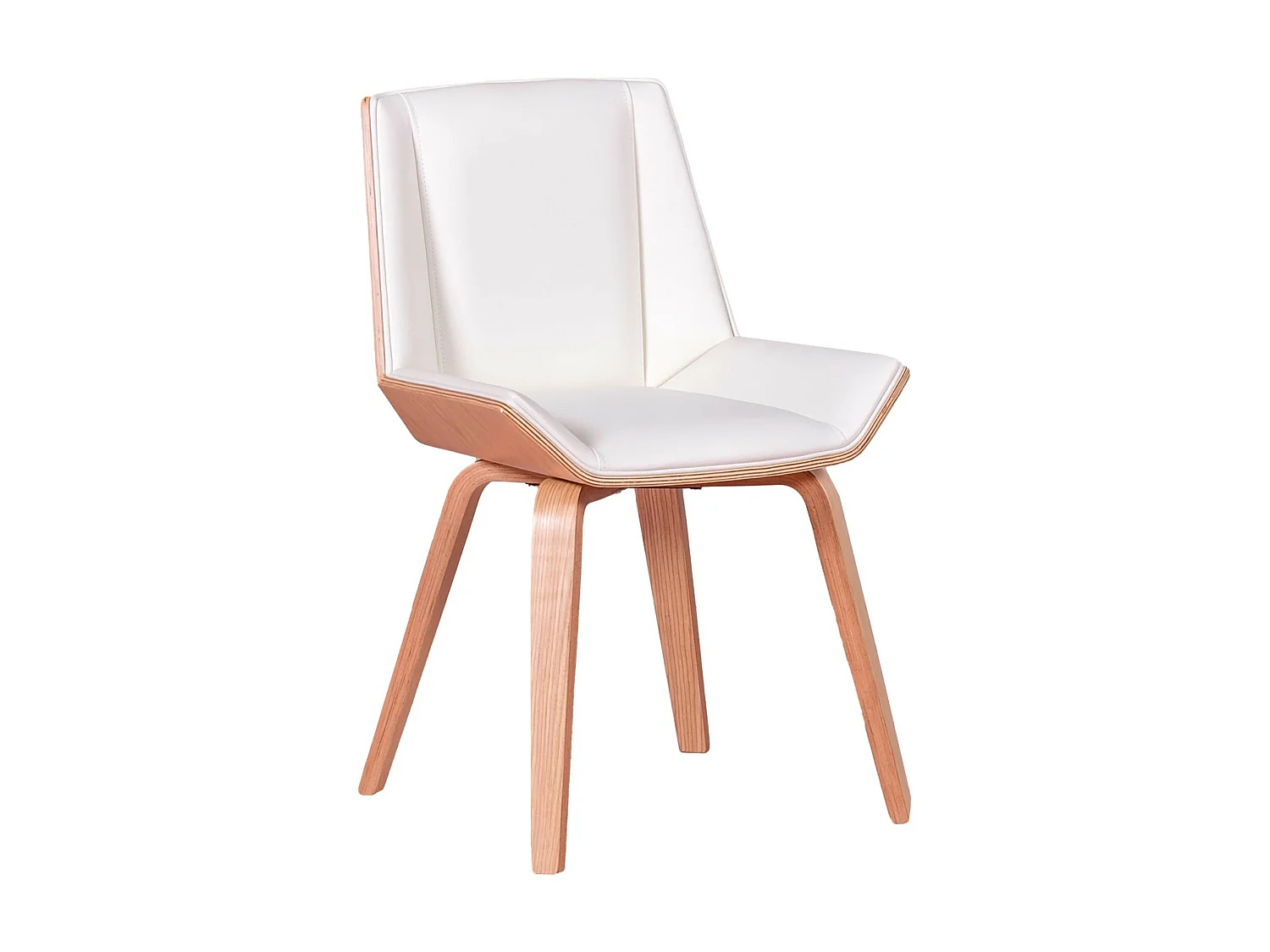 Houten stoelen van licht esdoorn met kussen van kunstleer - Nordic S - Wit