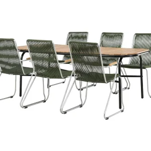 Holmbeck tuinmeubelset tafel 90x200cm naturel, 6 stoelen Bois groen. Holmbeck tuinmeubelset tafel 90x200cm naturel, 6 stoelen Bois groen.