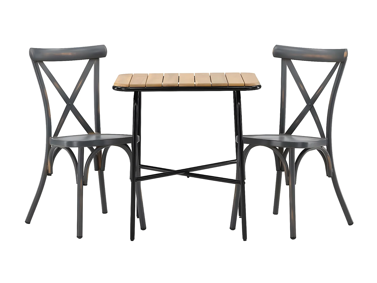 Holmbeck tuinmeubelset tafel, 2 stoelen naturel,donkergrijs.
