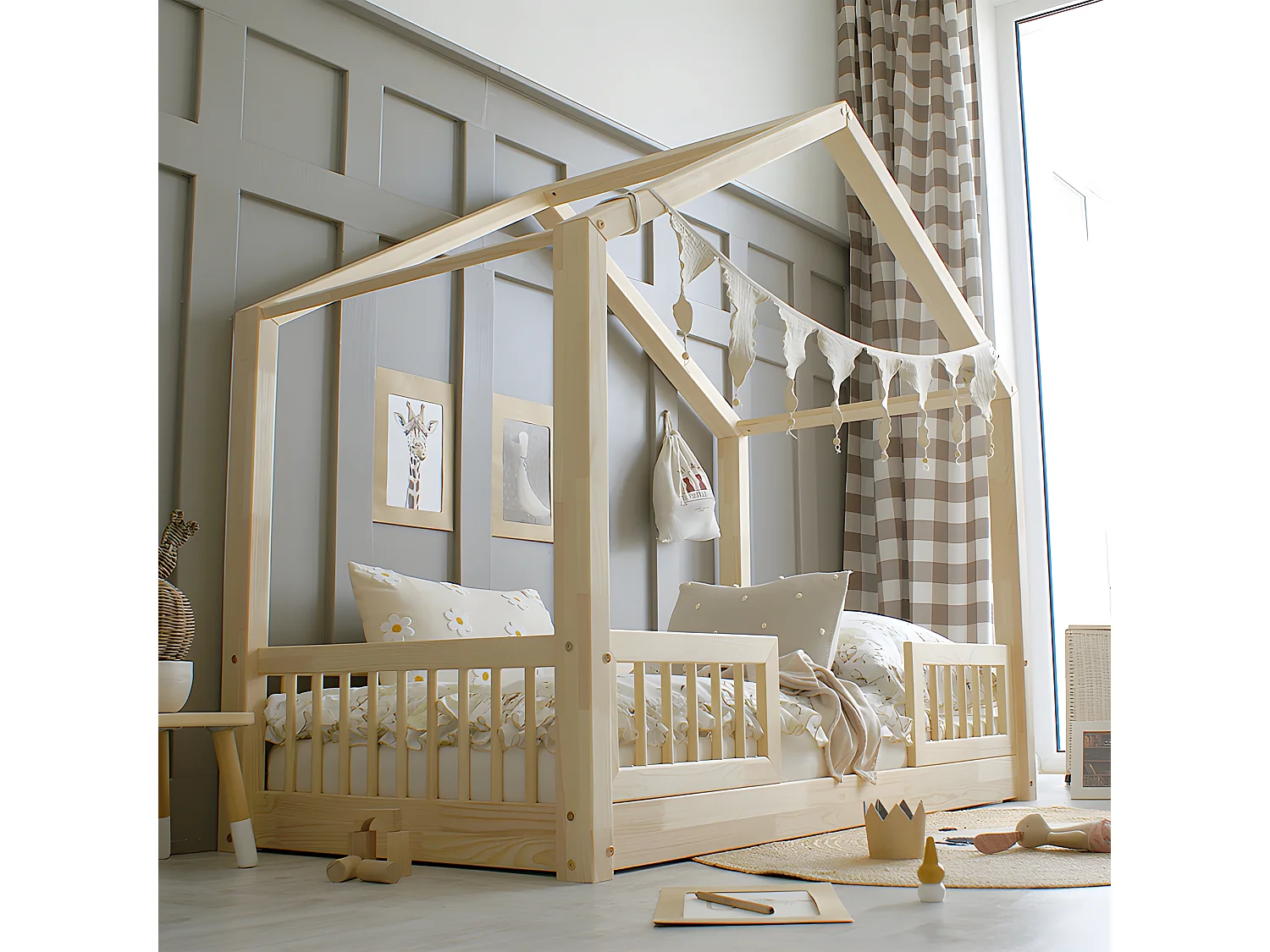 Hutbed 90x190 inclusief spijlen en lattenbodem poten 1 cm Iris Bois