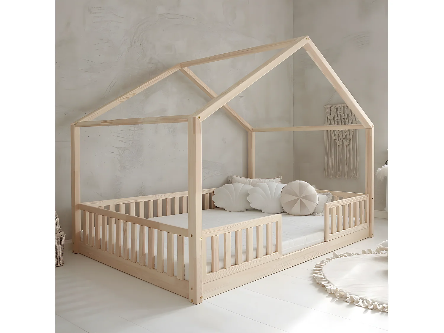 Hutbed 140x200 inclusief spijlen en lattenbodem poten 1 cm Roxane Bois
