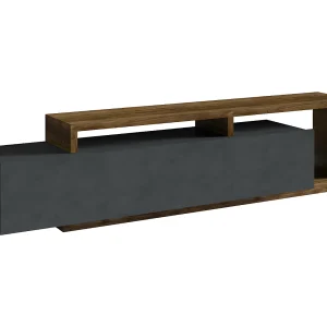 Ilyes TV-meubel grijs en hout met 1 lade, 219 cm
