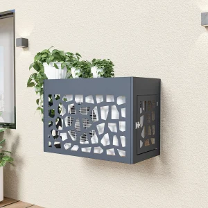 Opengewerkte kast in aluminium voor airconditioning/warmtepomp – Met deurtje – Donkergrijs – KAZOMA Opengewerkte kast in aluminium voor airconditioning/warmtepomp – Met deurtje – Donkergrijs – KAZOMA
